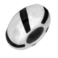 Silver And Whitby Jet Five Stone Stripy Charm
