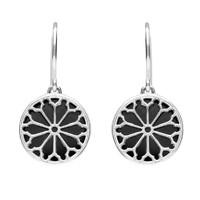 silver and whitby jet whitby abbey round window drop earrings