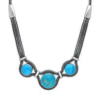 Silver and Turquoise Three Stone Foxtail Necklace