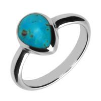 Silver And Turquoise Pear Shaped Ring
