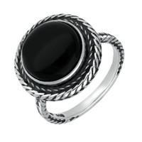 Silver And Whitby Jet Round Foxtail Ring