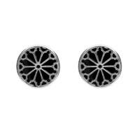 Silver and Whitby Jet Whitby Abbey Round Window Stud Earrings