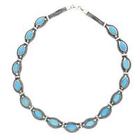 silver and turquoise foxtail sixteen stone marquise necklace