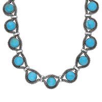 Silver And Turquoise Seventeen Stone Foxtail Necklace