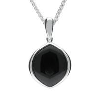 Silver And Whitby Jet Wide Marquise Open back Necklace