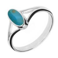 Silver Turquoise Oval Split Shank Ring