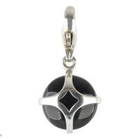 Silver and Whitby Jet Disc Open Cross Large Charm