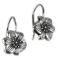 Silver Flower Drop Earrings