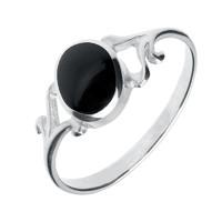 silver and whitby jet small scroll ring