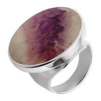 Silver Blue John Large Round Stone Ring