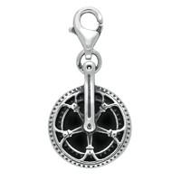 silver and whitby jet tour de yorkshire chain wheel charm