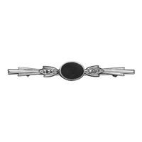 Silver and Whitby Jet Oval Long Bar Brooch