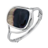 silver and blue john unique style hinged bangle