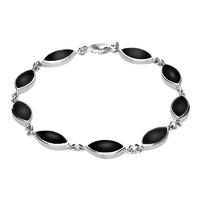 Silver And Whitby Jet Marquise Bracelet