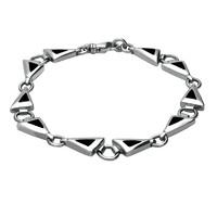 Silver and Whitby Jet Triangular Freeform Bracelet