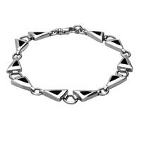 silver and whitby jet triangular freeform bracelet