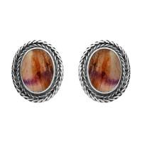 silver and blue john oval foxtail stud earrings