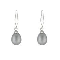 Silver And Grey Pearl Drop Earrings