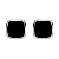 Silver And Whitby Jet Dinky Cushion Stud Earrings