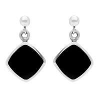 Silver And Whitby Jet Dinky Drop Earrings