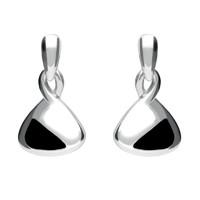 Silver And Whitby Jet Freeform Drop Earrings