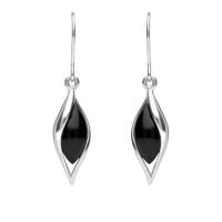 Silver And Whitby Jet Graduated Twist Drop Earrings