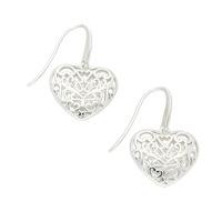 Silver Pierced Heart Hook Drop Earrings