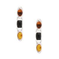 silver whitby jet and amber oval and rectangle earrings