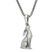 silver necklace sitting hares small sterling silver