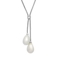 Silver And Bauxite 2 Stone Drop Necklace