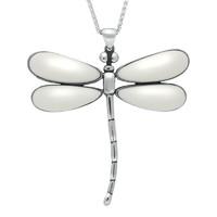 silver and bauxite four stone dragonfly necklace