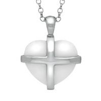Silver And Bauxite Large Cross Heart Necklace