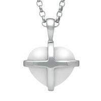 Silver And Bauxite Small Cross Heart Necklace