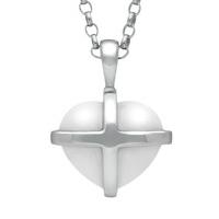 silver and bauxite small cross heart necklace