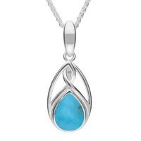 Silver And Turquoise Celtic Pear Shaped Necklace