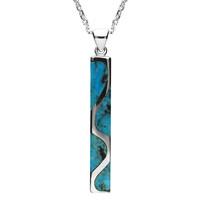 silver and turquoise four stone curved oblong necklace