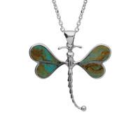 Silver and Turquoise Four Stone Dragonfly Necklace