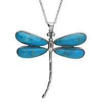 Silver And Turquoise Four Stone Dragonfly Necklace