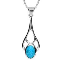 silver and turquoise oval spoon necklace