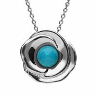 Silver And Turquoise Stone Rose Necklace