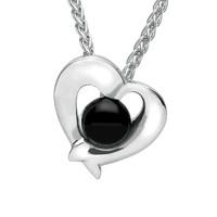 Silver And Whitby Jet Abstract Heart Necklace