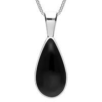 Silver And Whitby Jet Classic Teardrop Necklace