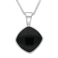 Silver And Whitby Jet Cushion Shape Necklace