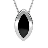 Silver And Whitby Jet Framed Marquise Necklace