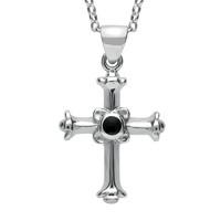 Silver And Whitby Jet Norwich Cathedral Cross Necklace
