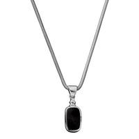 Silver And Whitby Jet Oblong Bottle Top Necklace