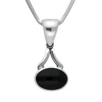 Silver And Whitby Jet Oval Necklace
