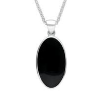 Silver And Whitby Jet Oval Open Back Long Necklace