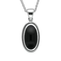 silver and whitby jet ribbed oval necklace