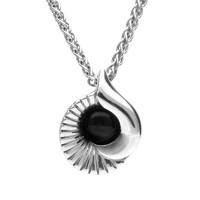 Silver And Whitby Jet Stone Seashell Necklace
